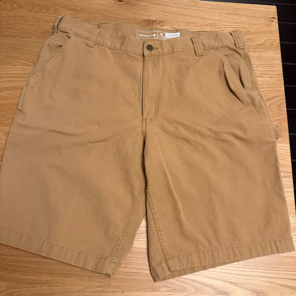Rugged Carhartt Men's Brown Flat Front Shorts Spring and Summer Ready